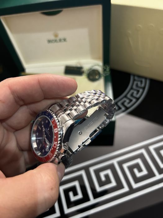 Ceas tip GMT Master II Pepsi albastru rosu full set cutie mare nou