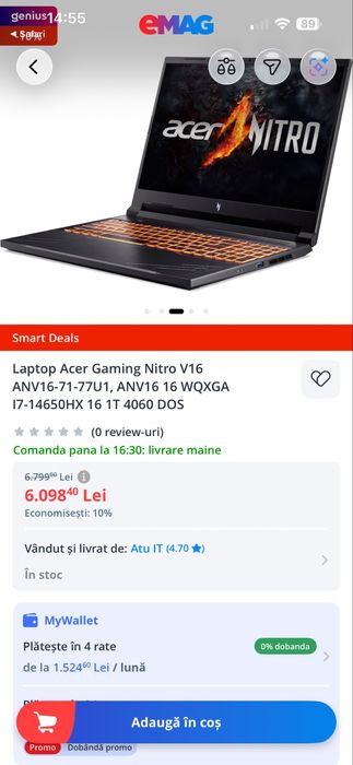Laptop acer gaming nitro i7 14650hx
