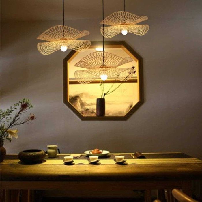 Полилей бамбук висящ лампи в китайски стил Японски дзен арт ръчно