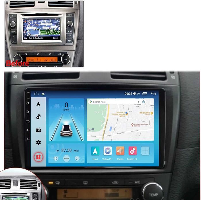 Мултимедия за Toyota, Avensis, Android, WAZE, Carplay, Андроид Auto, навигация, Тойота Авенсис, 2DIN