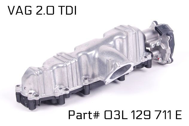 2.0 TDI колектор, вихрови клапи, P2016, P2015, 03L129711E, 03L129711AG