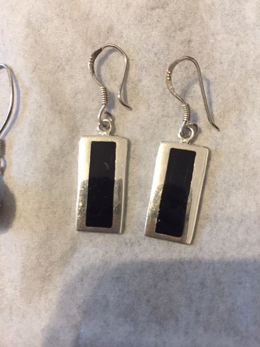Cercei argint cu piatra neagra