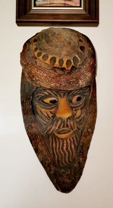 Дървени фигури две глави от дърво масив ръчно изработени резбовани