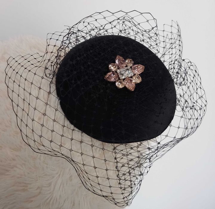 Toca voaleta Josephine mătase cu cristale Swarovski