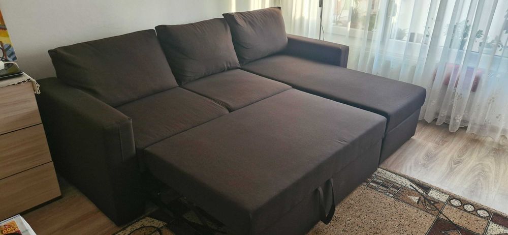 Диван кафяв разтегателен Микеланджело с ракла, комфортен