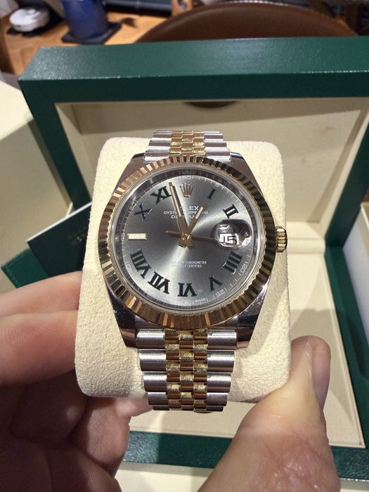 Rolex Datejust Wimbledon Grey Dial 18k Yellow gold