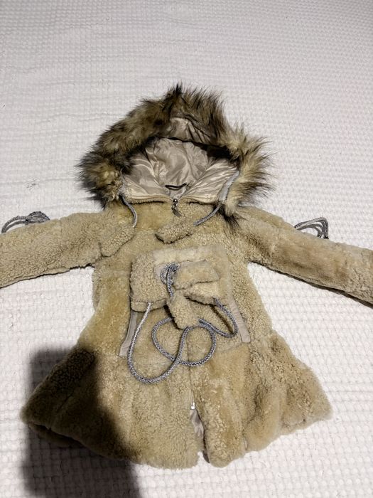 Дубленка детская белая, черная