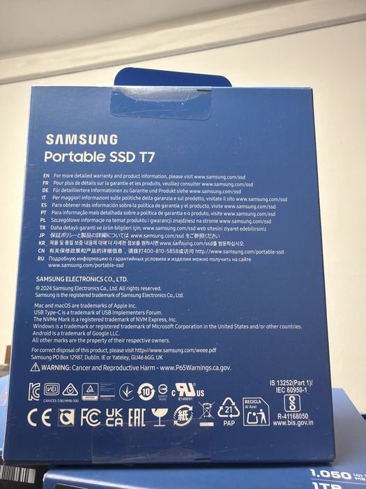 Ssd portabil extern Samsung T7 1tb 1050mbs nou sigilat original