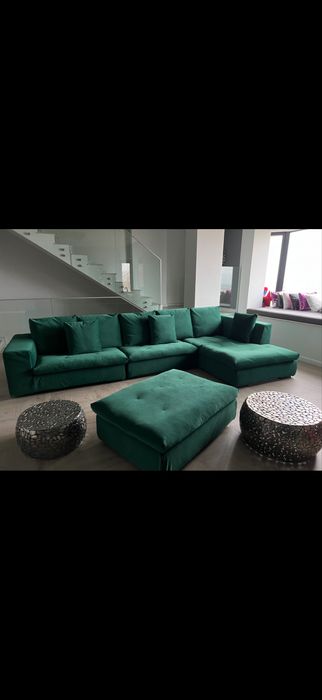 Vand canapea coltar Divani and Sofa verde - puf de gasca integral