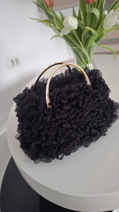 Geantă unicat hanmade panglica neagră