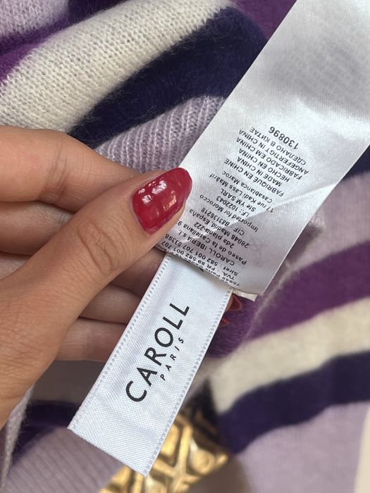 Caroll Paris, pulover 100% cașmir, în dungi, mov