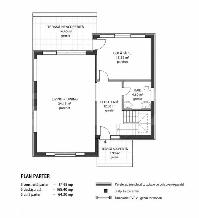 Vila P+1, 122.70 mp, incalzire in pardoseala, teren 684 mp, zona Valea