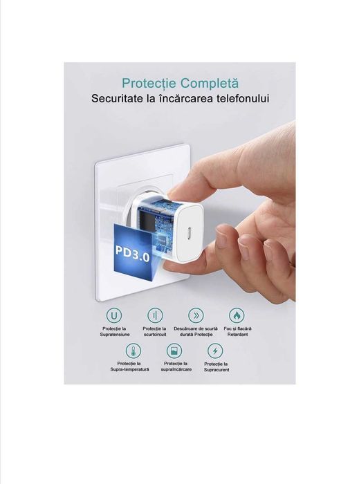 Incarcator retea,Quick Charge,20W, USB Tip-C, Alb