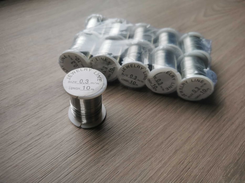 Fir metalic sarma pentru bijuterii 0,3 mm, argintiu, set 25 role x 10m