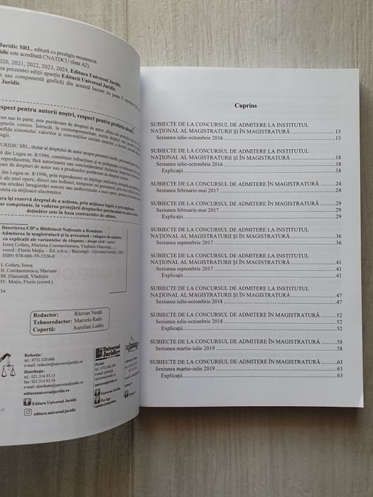 Culegere de subiecte pentru admitere INM și Barou