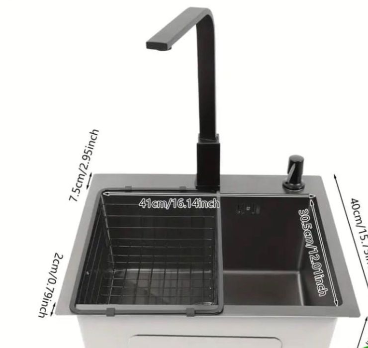 Chiuvetă de bucătărie - inox - negru