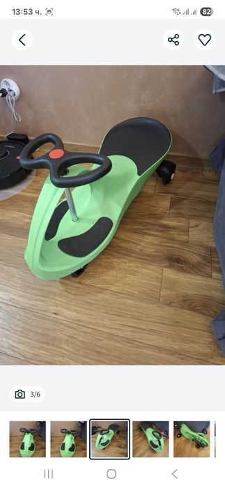 Триколка с кормило Bigjigs - Didicar, зелена