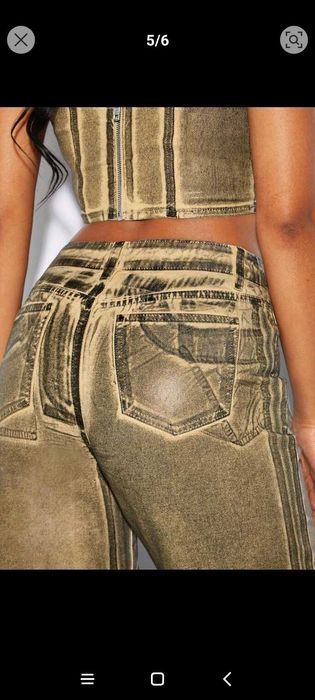 Уникален метален комплект дънки и бюстие