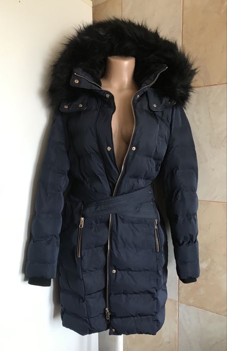 Geaca dama groasa cu glugă și guler blana