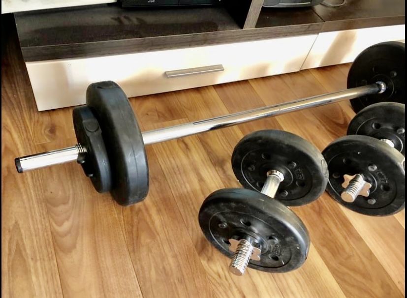 Pachet sala Bara haltera piept+gantere reglabile noi made in germany