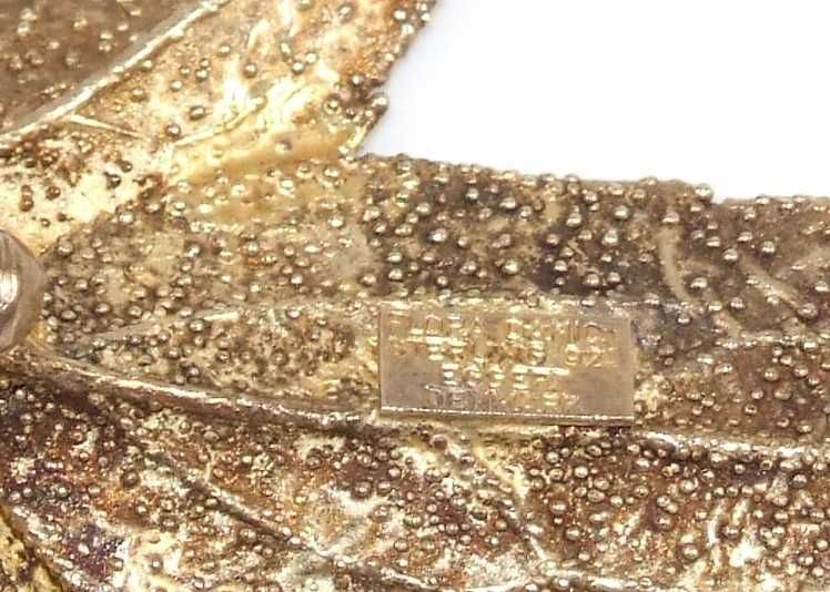 Set unicat: brosa si cercei din ARGINT placat cu AUR 24 K, Made in Denmark, NOU (caseta originala)