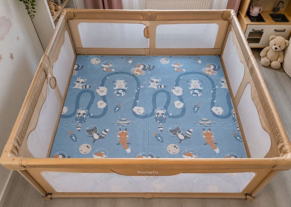 Țarc Lionelo Willow + Covoraș educațional pliabil – set complet, stare impecabilă