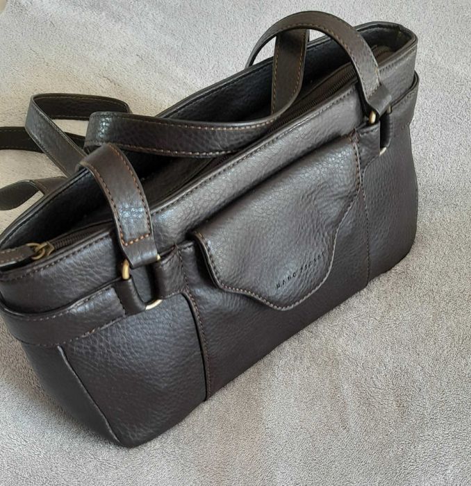 Дамска чанта Marc Picard от естествена кожа – шоколадово кафяво