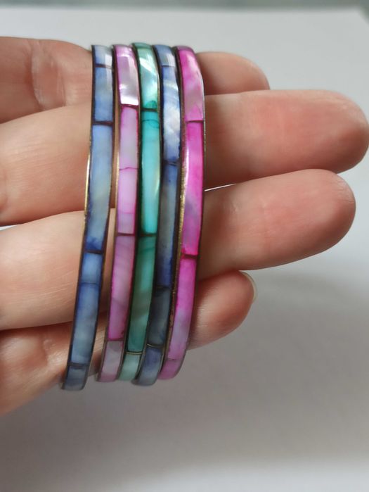 Мода разное брас-лет-пять-колец-перламутр.