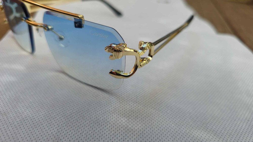 Ochelari de soare Cartier Rimless 8809 lentila albastra