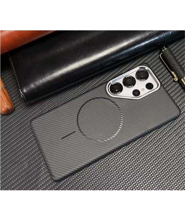 Samsung S24 Ultra S25 Ultra - Husa Cerc Magnetic Magsafe Plexi Carbon
