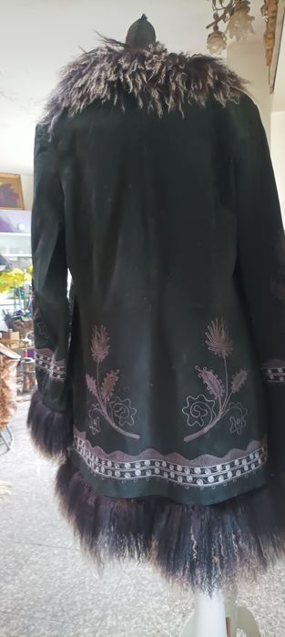 "NAF NAF", дизайнерско Винтидж палто, естествена кожа, велур, р-р 38-4