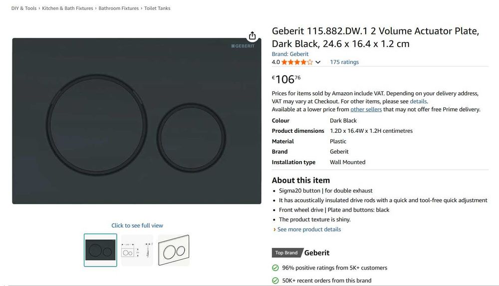 Clapeta acționare WC Geberit 115.882.DW.1, 2 butoane