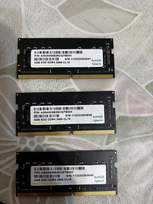 3 планки ОЗУ по 4 gb ddr4