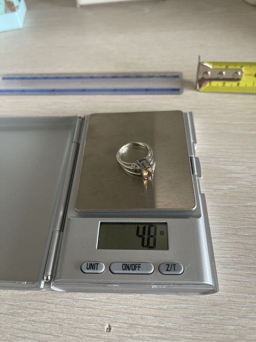 Inel aur alb 14k cu doua fete