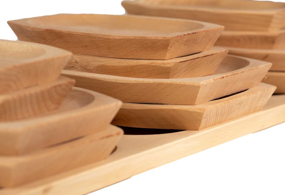 Set platou lemn 13 buc, din fag, de la producator