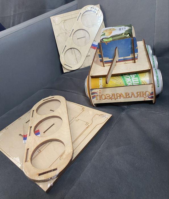 Упаковка танк под подарок (пустой, дерево)