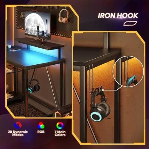 Bestier L-образно бюро с LED и контакти