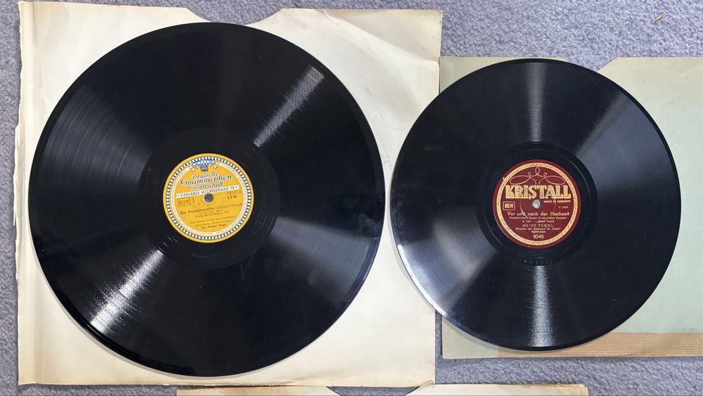 3 discuri shellac de 10”/ 12", gramofon, 78 rpm