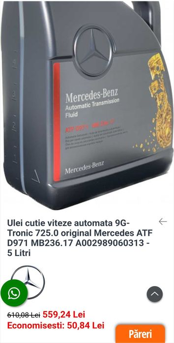 Vand ulei cuttie automata Mercedes