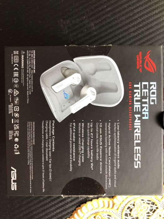 Безжични слушалки ASUS - ROG Cetra True Wireless, ANC, бели