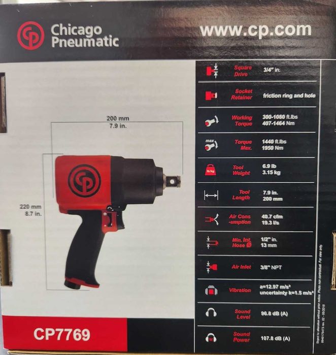 Чикаго пневматик CP 7769 3/4". Гайковерта за бусове и камиони