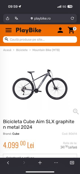 Bicicleta Cube Aim Slx 29 XL noua nefolosita