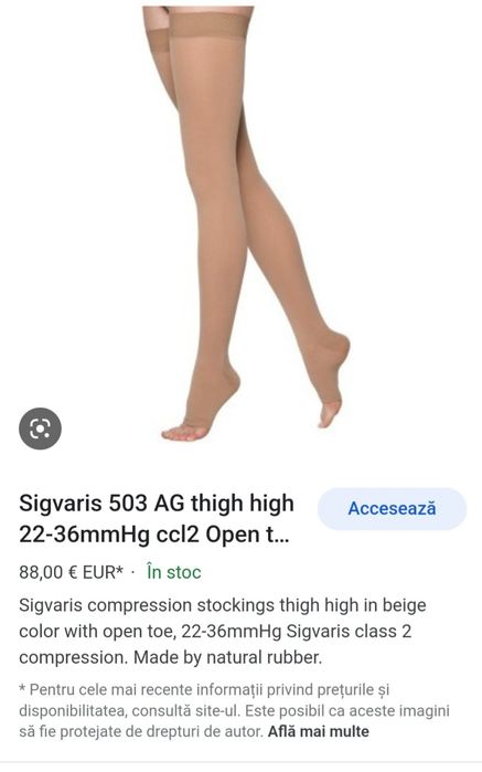 Ciorapi medicinali de compresie, varice SIGVARIS CCL 2, nr L plus medi
