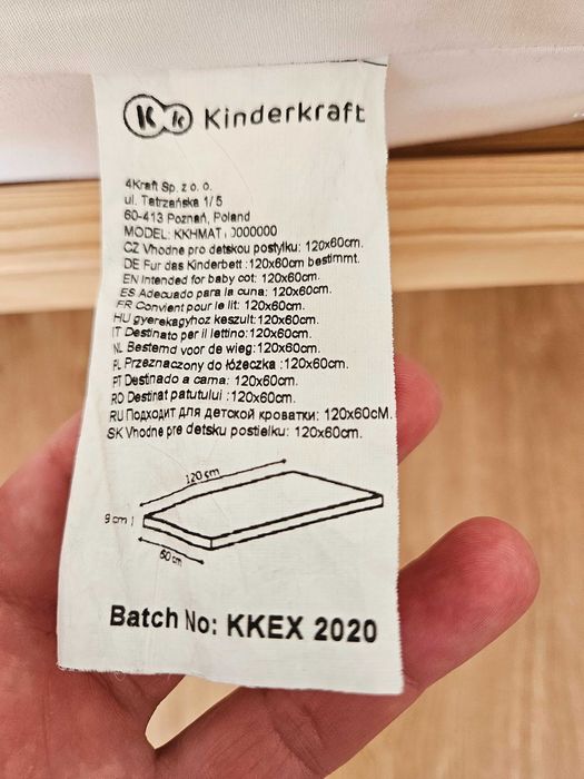 Бебешко легло/кошара Kinderkraft MIA 60×120 см – бяло и естествено дърво