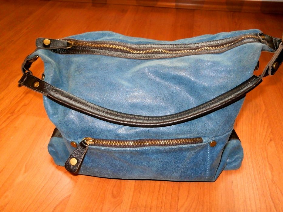 Geanta de piele naturala model deosebit fabricata in Italia