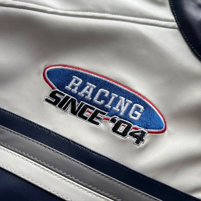 Кожаная куртка Формула 1 Rebull Oracle синего цвета на заказ