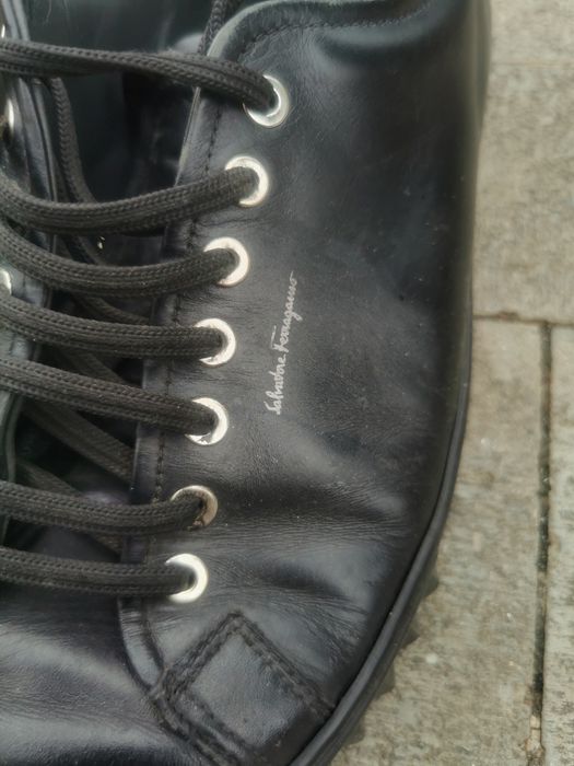 Pantofi piele negri Salvatore Ferragamo low cut Sneaker adidași