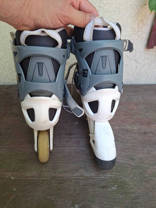 Role Oxelo FIT3 Alb - Gri pentru copii, reglabile 35 - 38