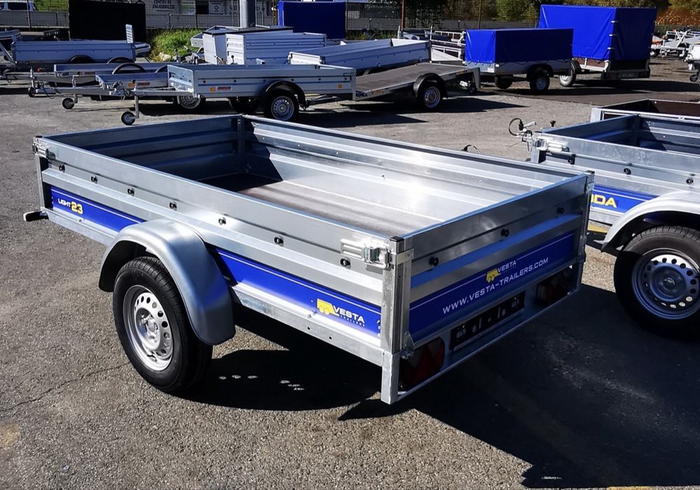 Remorcă nouă Vesta basculabilă , 250x135 cm, 750kg , monoax/dublu ax