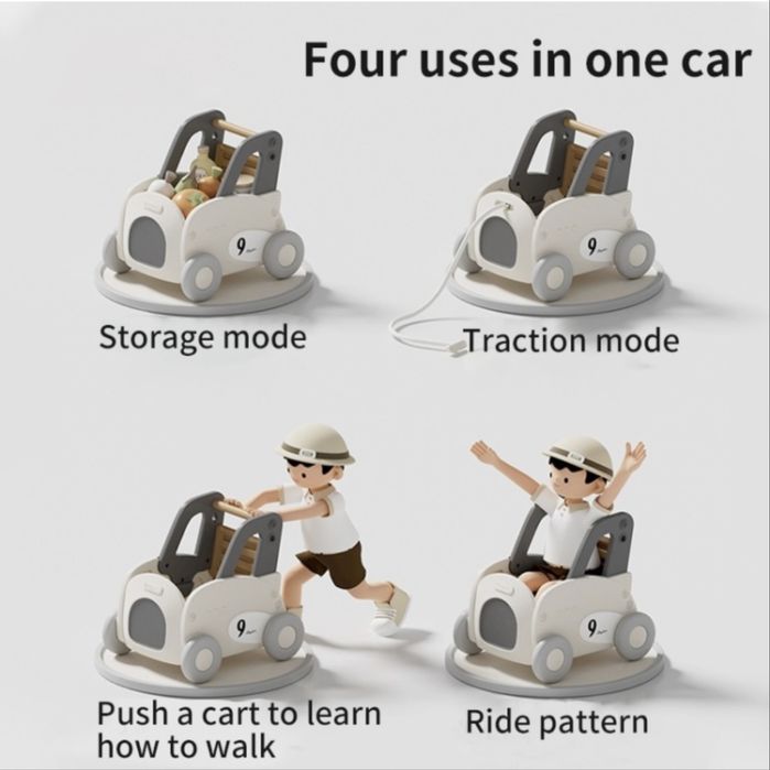 Ходунки-каталка-машинка 4 в 1 (белый)